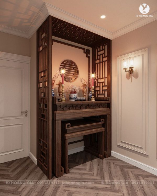 BÀN THỜ GỖ MDF PHỦ VENEER CAO CẤP – MẪU L108