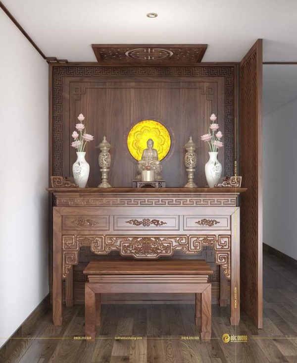 Tủ Thờ MDF Cao Cấp “Tâm An” – Vân Gỗ Tự Nhiên Sang Trọng